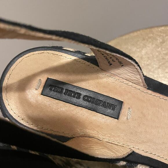 Frye Size 9M Black Suede Wedge Sandals | Braided Espadrille Heel, Sold Out, New - Picture 8 of 10